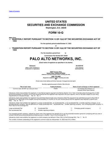 Vorschaubild Palo Alto Networks
 10-Q Quartalsbericht 2024 