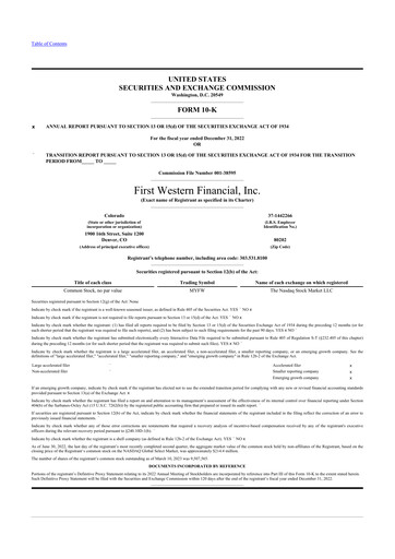 Thumbnail First Western Financial 10-K Annual Report 2022