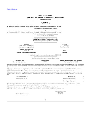 Vorschaubild First Western Financial 10-Q Quartalsbericht 2023 