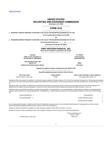 Vorschaubild First Western Financial 10-Q Quartalsbericht 2023 