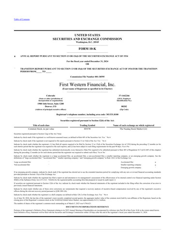 Thumbnail First Western Financial 10-K Annual Report 2024