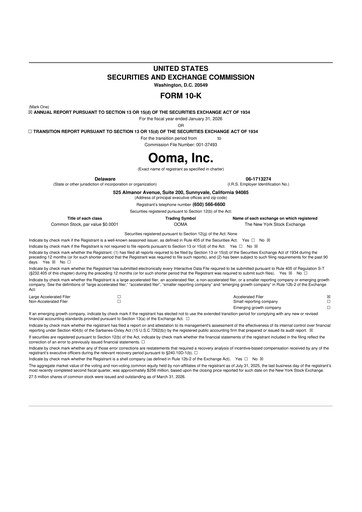 Thumbnail Ooma 10-K Annual Report 