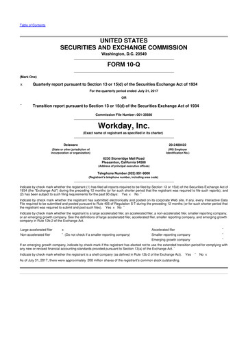 Vorschaubild Workday 10-Q Quartalsbericht 2018 