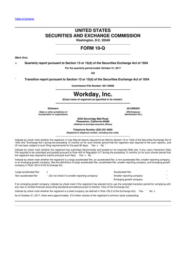 Vorschaubild Workday 10-Q Quartalsbericht 2018 