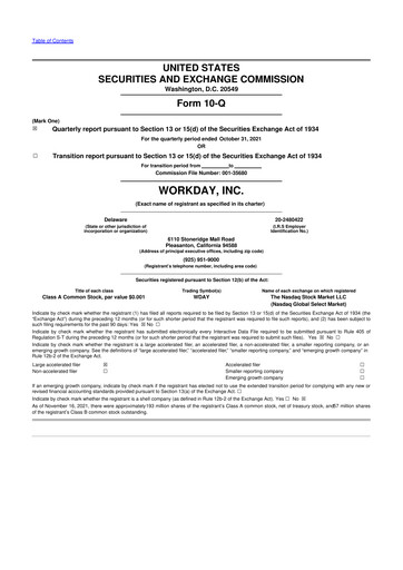 Vorschaubild Workday 10-Q Quartalsbericht 2022 