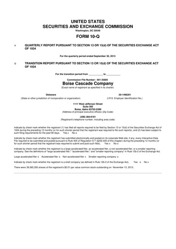 Thumbnail Boise Cascade
 10-Q Quarterly Report FY2013 