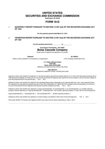 Thumbnail Boise Cascade
 10-Q Quarterly Report FY2014 