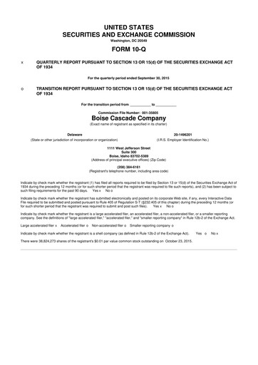 Thumbnail Boise Cascade
 10-Q Quarterly Report FY2015 