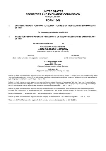 Thumbnail Boise Cascade
 10-Q Quarterly Report FY2016 