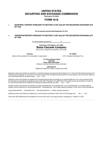 Thumbnail Boise Cascade
 10-Q Quarterly Report FY2016 