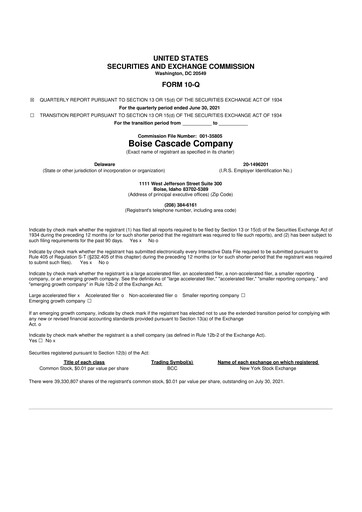 Thumbnail Boise Cascade
 10-Q Quarterly Report FY2021 