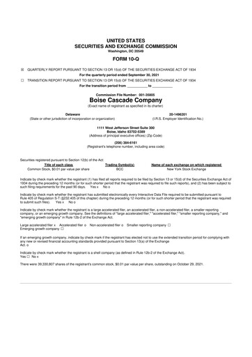 Thumbnail Boise Cascade
 10-Q Quarterly Report FY2021 