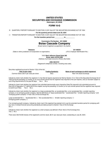 Thumbnail Boise Cascade
 10-Q Quarterly Report FY2024 