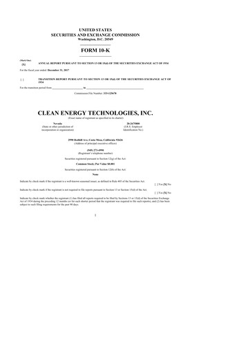 Thumbnail Clean Energy Technologies 10-K Annual Report 2017