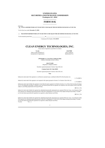 Thumbnail Clean Energy Technologies 10-K Annual Report 2018