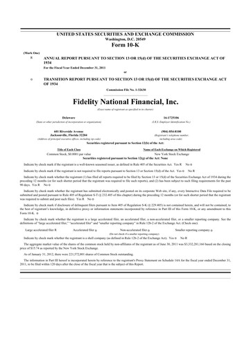 Thumbnail Fidelity National Financial
 10-K Annual Report 2011