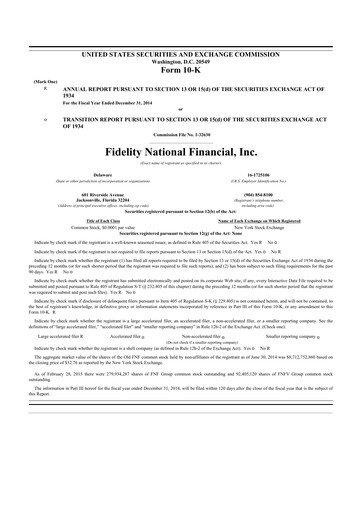 Thumbnail Fidelity National Financial
 10-K Annual Report 2014
