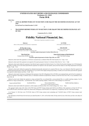 Thumbnail Fidelity National Financial
 10-K Annual Report 2015