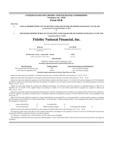 Thumbnail Fidelity National Financial
 10-K Annual Report 2019