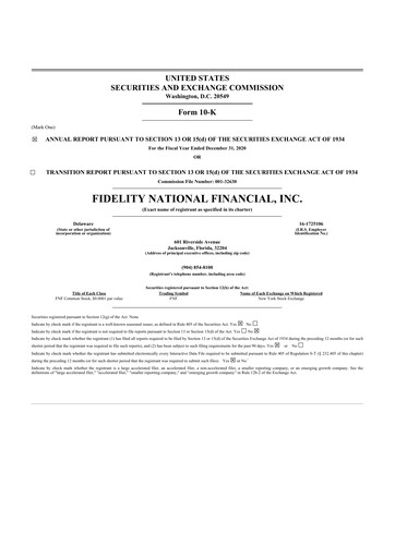 Thumbnail Fidelity National Financial
 10-K Annual Report 