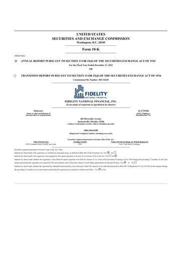 Thumbnail Fidelity National Financial
 10-K Annual Report 2022