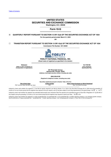 Thumbnail Fidelity National Financial
 10-Q Quarterly Report FY2023 