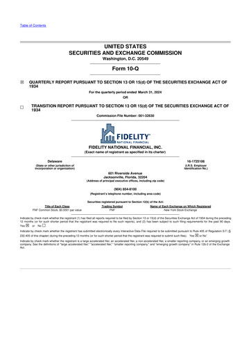 Thumbnail Fidelity National Financial
 10-Q Quarterly Report FY2024 