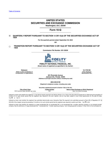 Thumbnail Fidelity National Financial
 10-Q Quarterly Report FY2024 