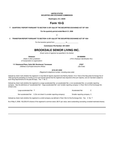 Vorschaubild Brookdale Senior Living
 10-Q Quartalsbericht  