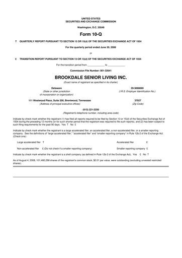 Vorschaubild Brookdale Senior Living
 10-Q Quartalsbericht  