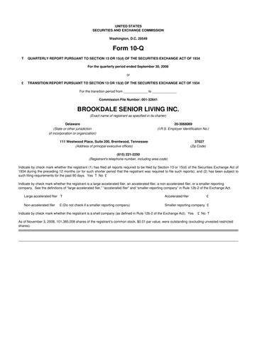 Vorschaubild Brookdale Senior Living
 10-Q Quartalsbericht  