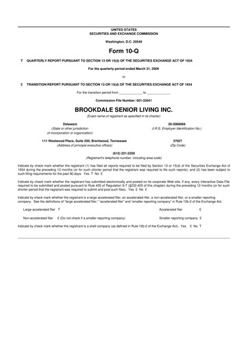 Vorschaubild Brookdale Senior Living
 10-Q Quartalsbericht  