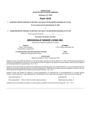 Vorschaubild Brookdale Senior Living
 10-Q Quartalsbericht  