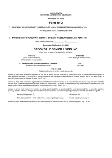 Vorschaubild Brookdale Senior Living
 10-Q Quartalsbericht  