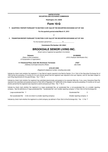 Vorschaubild Brookdale Senior Living
 10-Q Quartalsbericht 2012 