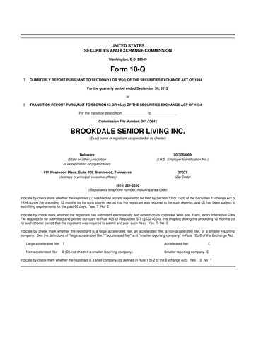 Vorschaubild Brookdale Senior Living
 10-Q Quartalsbericht 2012 