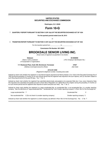 Vorschaubild Brookdale Senior Living
 10-Q Quartalsbericht 2013 
