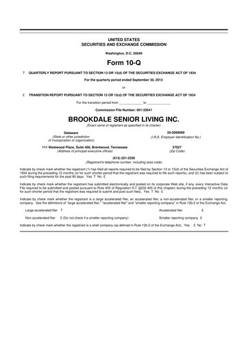 Vorschaubild Brookdale Senior Living
 10-Q Quartalsbericht 2013 