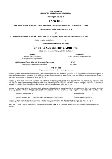 Vorschaubild Brookdale Senior Living
 10-Q Quartalsbericht 2014 