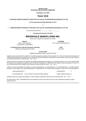 Vorschaubild Brookdale Senior Living
 10-Q Quartalsbericht 2014 