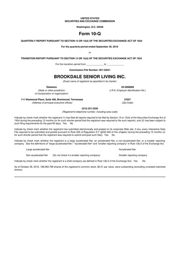 Vorschaubild Brookdale Senior Living
 10-Q Quartalsbericht 2016 