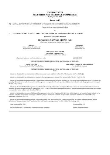 Thumbnail Brookdale Senior Living
 10-K Annual Report 2016