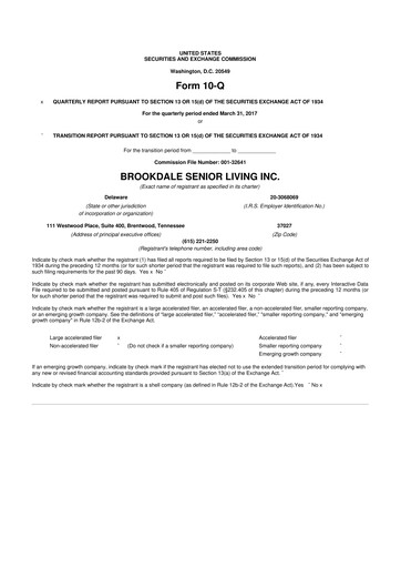 Vorschaubild Brookdale Senior Living
 10-Q Quartalsbericht 2017 