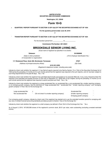 Vorschaubild Brookdale Senior Living
 10-Q Quartalsbericht 2018 