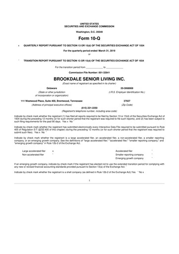Vorschaubild Brookdale Senior Living
 10-Q Quartalsbericht 2019 