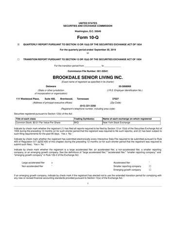 Vorschaubild Brookdale Senior Living
 10-Q Quartalsbericht 2019 