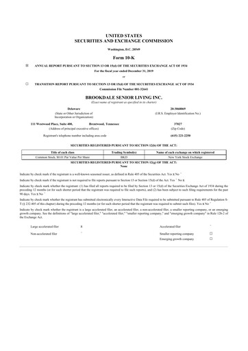 Thumbnail Brookdale Senior Living
 10-K Annual Report 2019