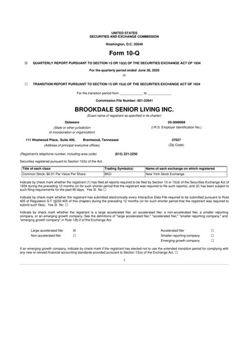 Vorschaubild Brookdale Senior Living
 10-Q Quartalsbericht 2020 
