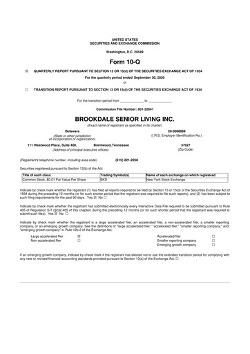 Vorschaubild Brookdale Senior Living
 10-Q Quartalsbericht 2020 