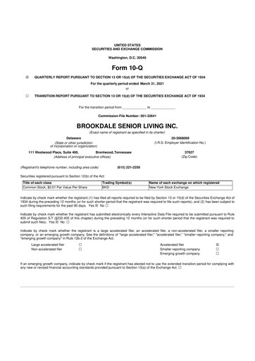 Vorschaubild Brookdale Senior Living
 10-Q Quartalsbericht 2021 